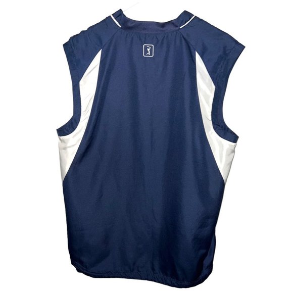 PGA Tour Pullover Windbreaker Vest Navy Blue White Top Activewear Men Size Small - Picture 5 of 10